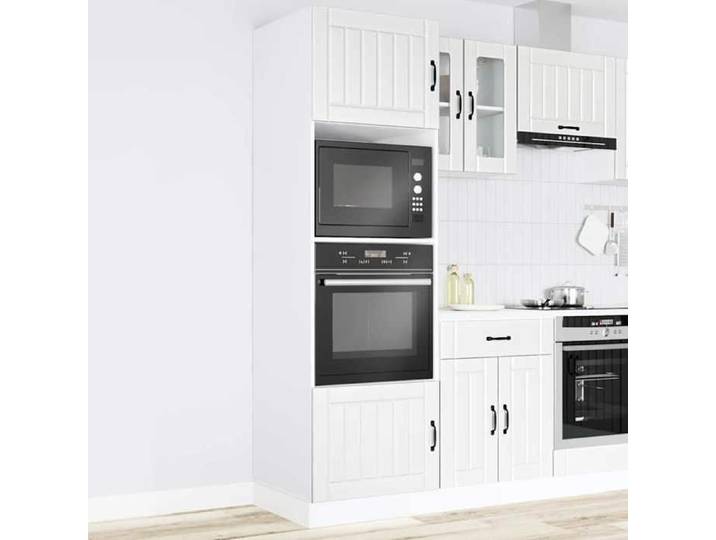 (SOLDE d'été)Armoires de four/Colonne de cuisine - Armoires de four 2 pièces  Lucca  - Bois d'ingénierie blanc 68415516jqd15w