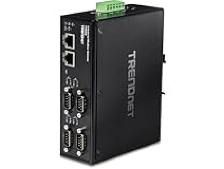 TRENDnet, TI-M42, Passerelle Modbus Industrielle Fast Ethernet à 4 Ports, 4 Ports série DB-9, 2 Ports Fast Ethernet, jusqu'à 100 m (328 Pieds), boîtier classé IP30