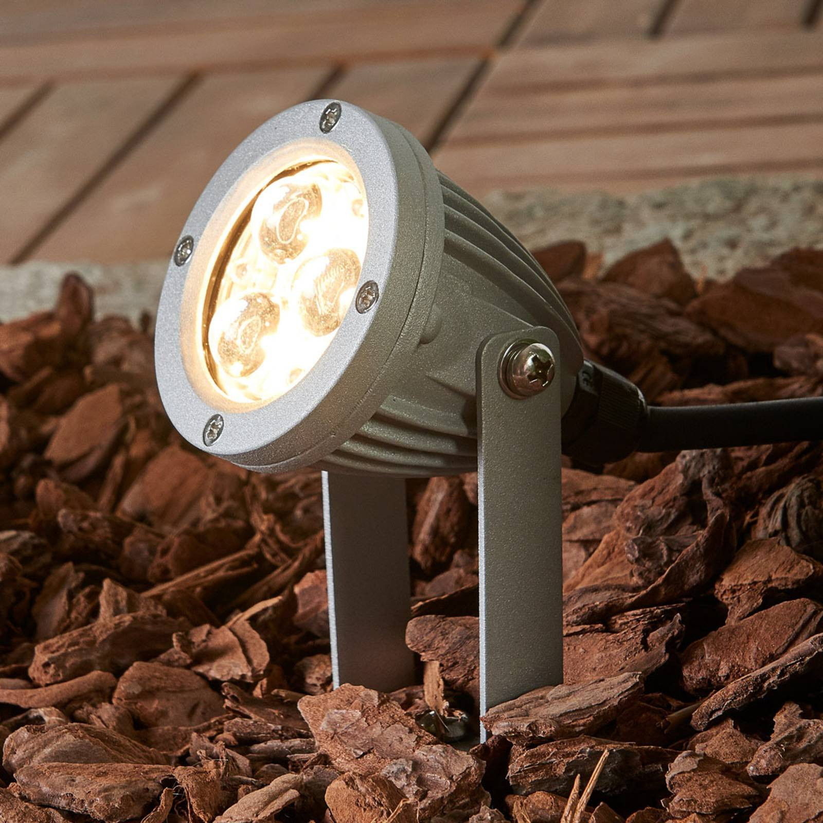 Ledino LED grondspies lamp voor de tuin, grijs, aluminium