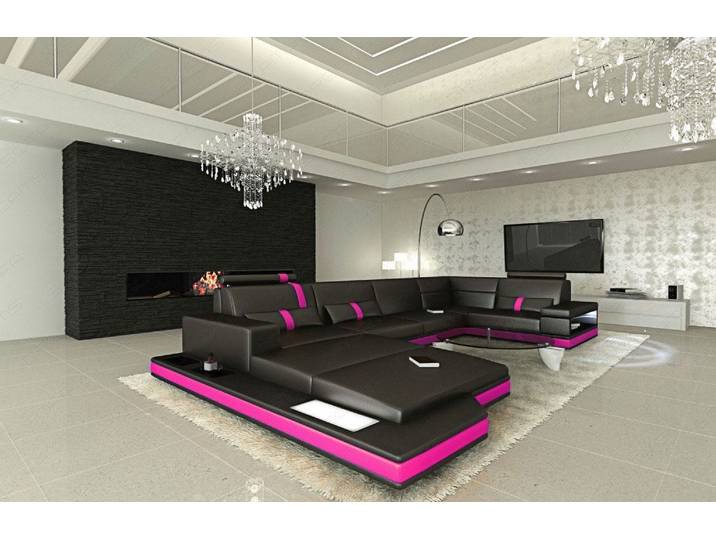 Sofa Messana U-Form in Leder