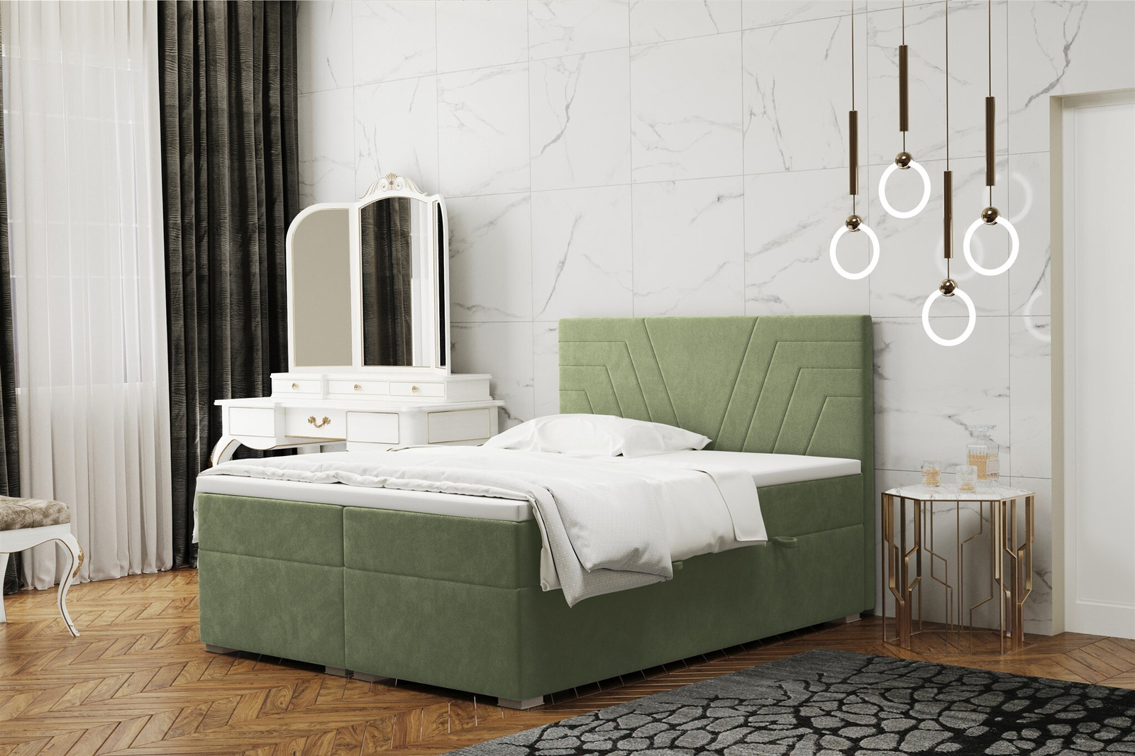 Fun Moebel Boxspringbed RAMON 160x200 cm Groen Velours