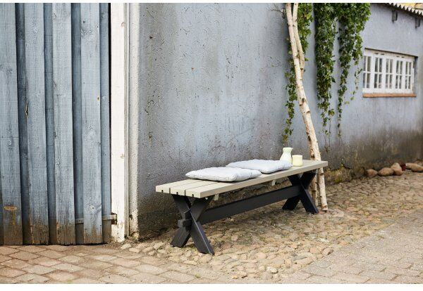 Plus Nostalgi Plankebænk 177x38x44 Cm,Sort/gråbrun