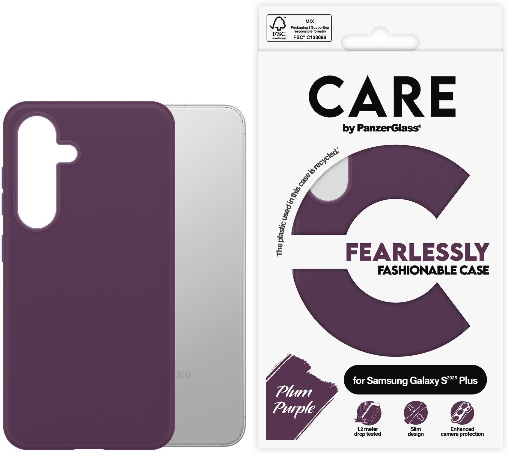 CARE BY PANZERGLASS Handyhülle "Fearlessly Fashionable Case für Samsung Galaxy S25 Plus", lila (violett), Smartphones, Hüllen, Backcover, Schutzhülle, Handyschutzhülle, Case, Schutzcase, stoßfest, Handyhülle