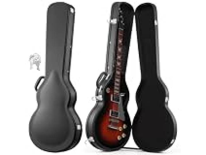 VEVOR Étui Rigide pour Guitare Électrique 991 mm Étui Guitare Les Paul Noir, pour Transport et Stockage, Coque en Bois avec Doublure en Éponge, Fermeture à Clé, Compartiment pour Accessoires, 2 Clés
