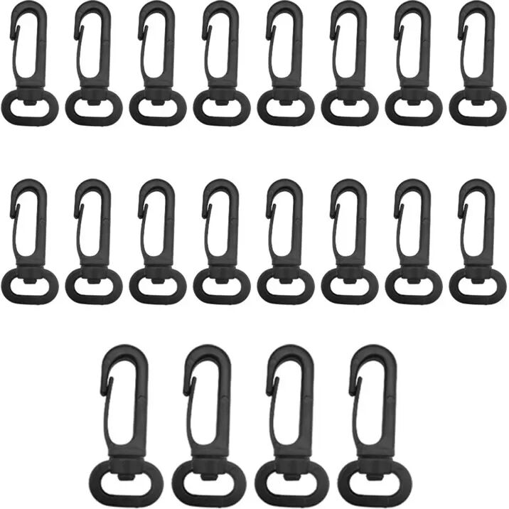 INF 20er-Packung Schwarze ABS-Haken – Vielseitige Drehbare Schnapphaken für Taschen, Gurte und mehr Modell 7