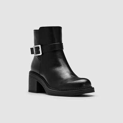 Stiefelette ESPRIT "PERINA", Damen, Gr. 41, Textil, schwarz, Lederimitat, Schuhe Stiefelette, Ankelboots mit Blockabsatz und Zierschließe