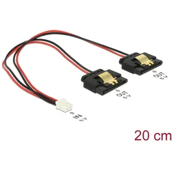 Delock Kabel Power 2 Pin Buchse > 2 x SATA 15 Pin Buchse (5 V) Metall 20 cm