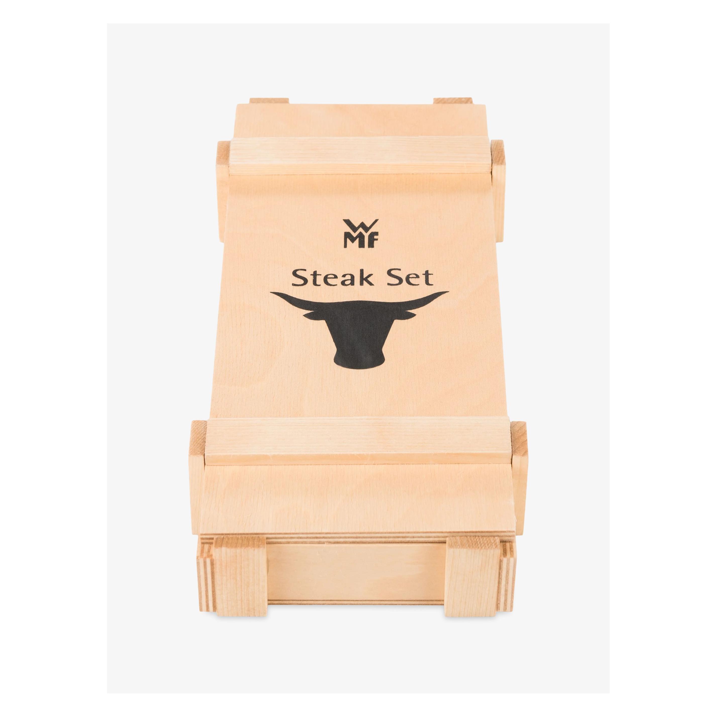 WMF Steakbesteck Set Steakmesser 6 Personen Ranch 12tlg Spezialklingenstahl Eichenholz (12 Stk., Besteck Set) (12.8063.6046)