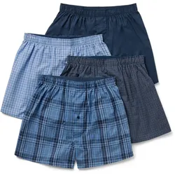 Tchibo - 4 Web-Boxershorts - Herren - Gr. S/4 - dunkelblau/kariert