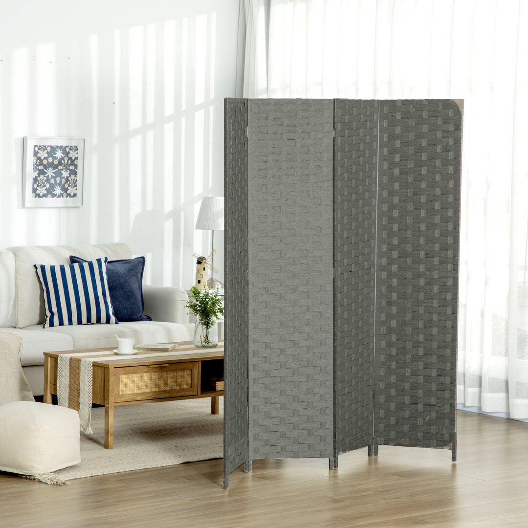 Latitude Run HOMCOM 4 Panel Folding Room Dividers for Wall Privacy Screen Panels Grey