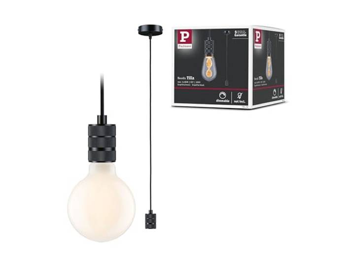 Paulmann 78432 Pendelleuchte Neordic Pendelleuchte Tilla ohne Leuchtmittel max. 60 Watt Hängeleuchte Schwarz Metall E27