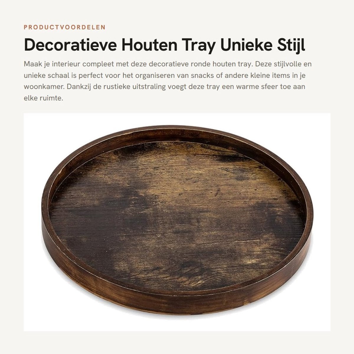 Dailygoods Ronde Houten Tray - Decoratief Dienblad van MDF
