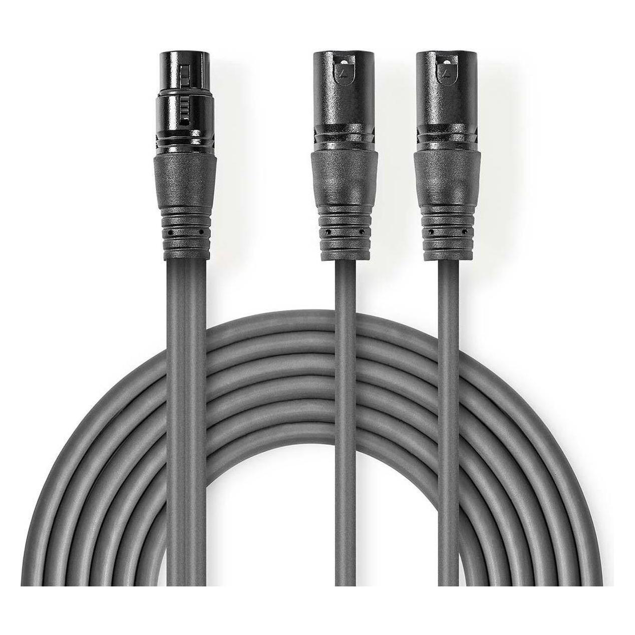 Nedis Balanced Audio-Kabel | 2x XLR 3-Pin Stecker | XLR 3-Pin Buchse | Vernickelt | 1.50 m | rund | (1.50 m, XLR Kabel) (COTH15020GY15)