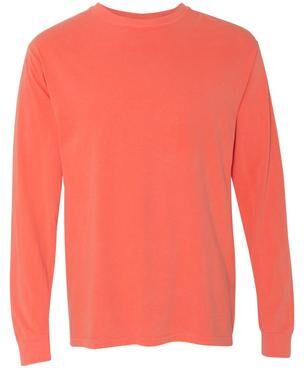 Comfort Colors C6014 Men's Adult Long Sleeve Top in Bright Salmon size 3XL   Cotton 6014, CC6014
