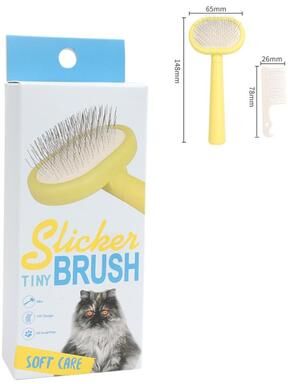 Happy Pet Pantry Gentle Cat Grooming Brush & Pet Deshedding Comb For Cats And Dogs yellow