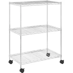 vidaXL Lagerregal mit 3 Böden und Rollen 60x35x81 cm Verchromt 150 kg
