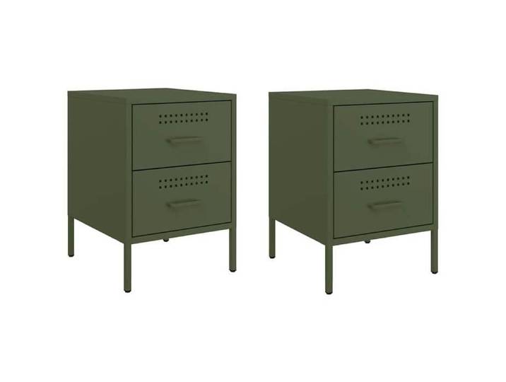 NEW Cabinet de chevet - 2 pcs - Meuble de lit - vert olive 36x39x50 5 cm acier @6118@