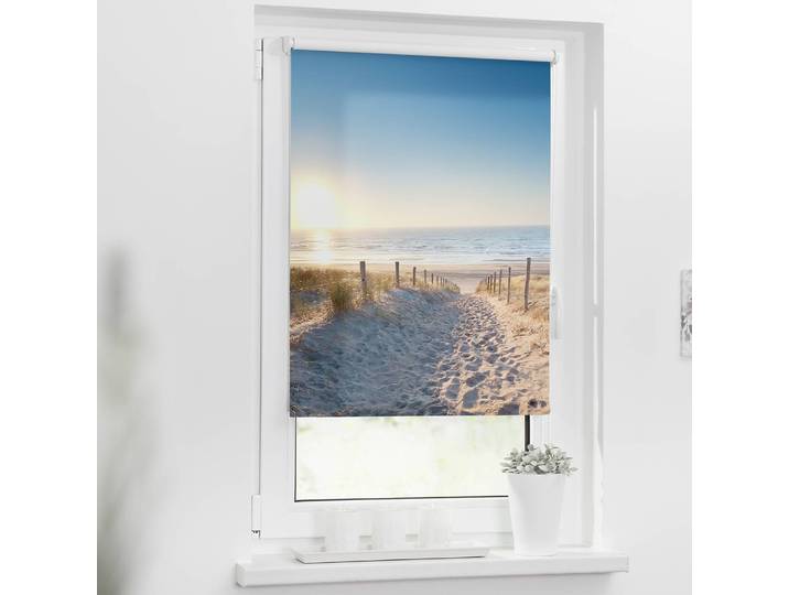 Klemmfix-Rollo Ostseestrand 70 x 150cm Blau