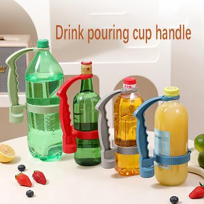 ModernMart GripFlow Adjustable Bottle Pour Handle With Built In Opener & Spill Control blue
