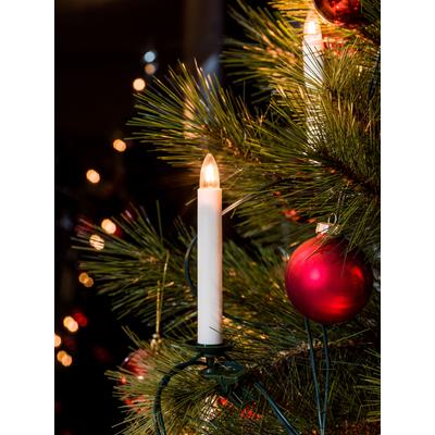 KONSTSMIDE Christbaumkerzen "Weihnachtsdeko, Christbaumschmuck", weiß, Dioden 16 Stk. Flammen 16 Stk., Gesamtlänge 12m, Lichterketten, Baumkette, Topbirnen, One String, 16 klare Birnen