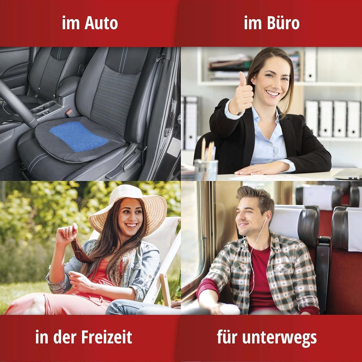Zitkussen Cool Touch zwart / blauw - Temperatuurregulerend en antislip autostoelkussen