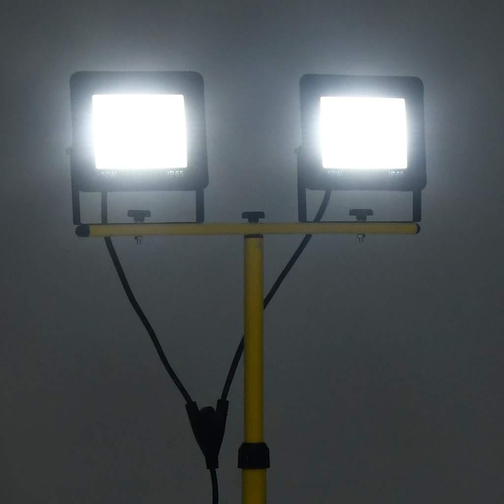 vidaXL LED-flitser met statief, 2x50W, koelwit