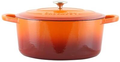 Crockpot Crock Pot Artisan 7qt Enamel Cast Iron Oval Dutch Oven in Orange