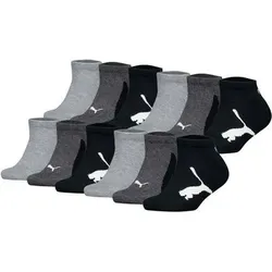 PUMA Kinder Sneakersocken, 12er Pack - BWT Sneaker 12P, Logos, einfarbig, Größe 39-42 in Schwarz Schwarz