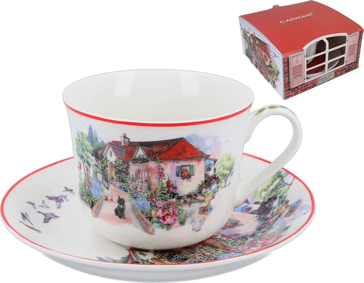 Carmani Koffiekop en schotel Red Manor