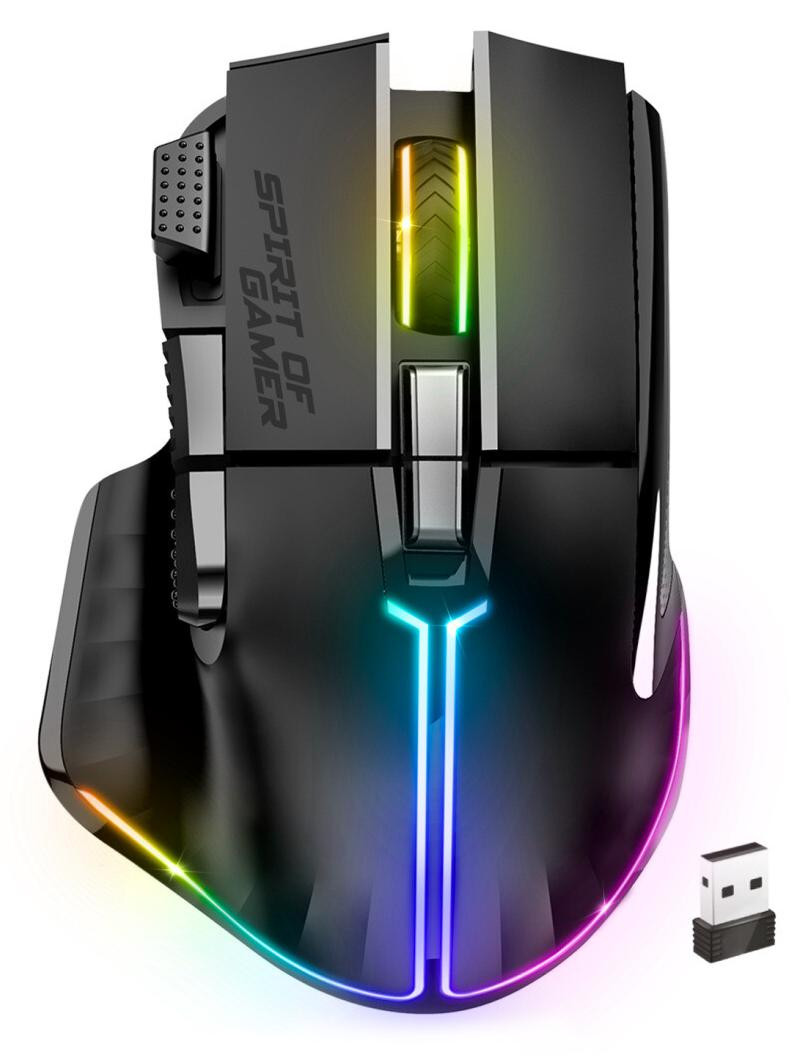 Spirit of Gamer PRO M5 DARK draadloze RGB gaming muis, zwart