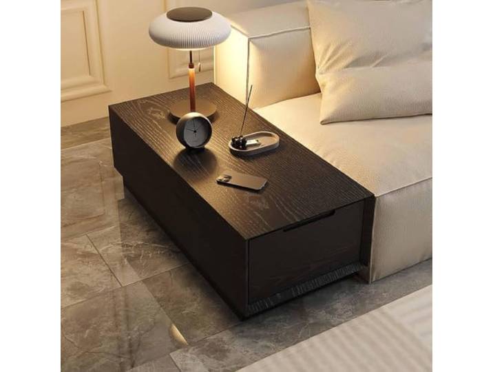 KAFHGEIN Moderner Beistelltisch aus Massivholz mit Offener Ablage Beistelltisch aus Massivholz mit offener Ablage im Cut-out- oder Schubladenstil für Sofa, Leseecke, Schlafzimmer