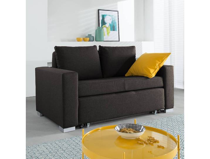 Schlafsofa Basic Braun/Grau/Taupe Stoff Doran 173cm mit Schlaffunktion Modern