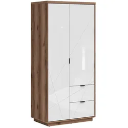 KLEIDERSCHRANK 2 Türen Sven Weiß und Holz