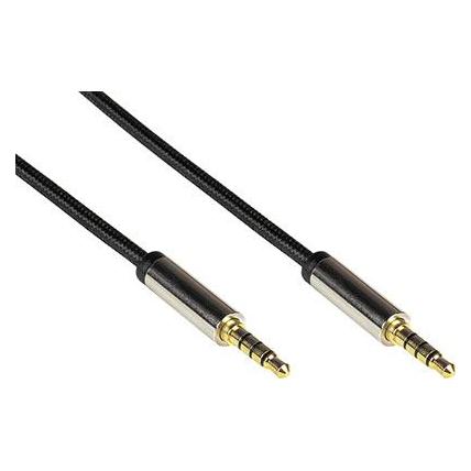Python Audio Anschlusskabel High-Quality, 4-poliger 3,5mm Klinkenstecker beidseitig, Textilmantel, schwarz (3 m) (GC-M0230)