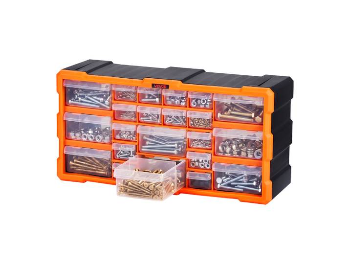 Vevor Casier De Rangement A 22 Tiroirs\, Organisateur Multi-tiroirs En Plastique\, Modele Mural Et Empilable Pour Garage\, Atelier\, Etabli\, Quincaillerie\, Perles\, Vis\, Loisirs Creatifs Et Petites Pieces