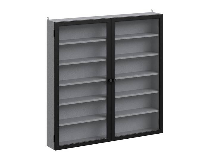 SoBuy Hängeschrank mit Glastüren und sechs verstellbaren Einlegeböden Fsb113-H-Dg, Ahornfarben, Holzwerkstoff, Uni, 6 Fächer, Rechteckig,Rechteckig, 80x80x12.2 cm, Esszimmer, Vitrinen, Vitrinenschränke