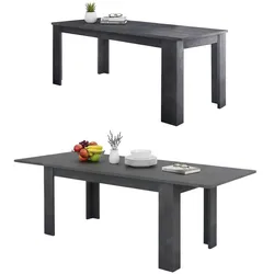Dmora Ausziehbarer Esstisch Natan, Ausziehbare Konsole bis zu 12 Sitzplätze, ausziehbare Konsole 100 % Made in Italy, cm 160/210x90h75, Schiefer