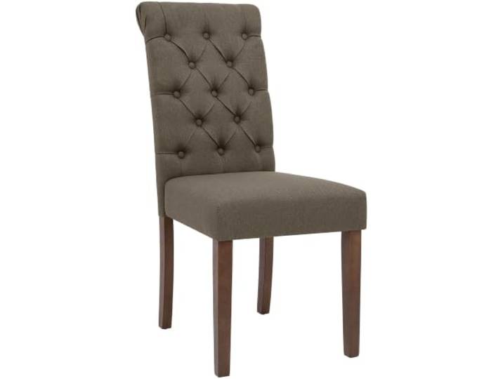 CLP Esszimmerstuhl gepolstert mit Lehne Lisburn, Küchenstuhl mit bodenschonenden Stuhlbeinen aus Kautschukholz Farbe Taupe Material Stoff