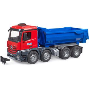 bruder 03621 Baustellenfahrzeug MB Arocs Halfpipe Kipp LKW, Muldenkipper, Maßstab 1:16