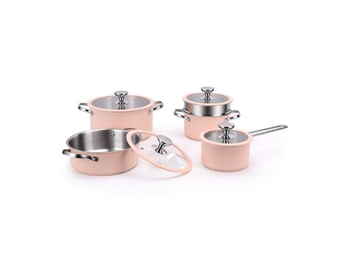 LuxusKollektion Topf-Set Edelstahl Kochgeschirr Set Keramik Pink