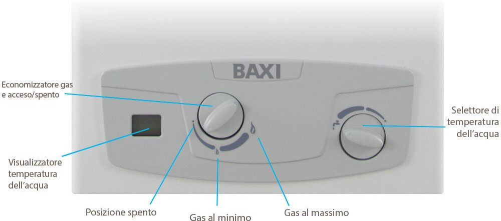 Baxi Scaldabagno a gas istantaneo camera aperta Acquaprojet + Blue 11i GPL Cod. A7698571