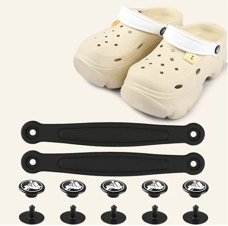 INF Schwarze PVC-Fersenriemen für Clogs - Rutschfest Schwarz 40