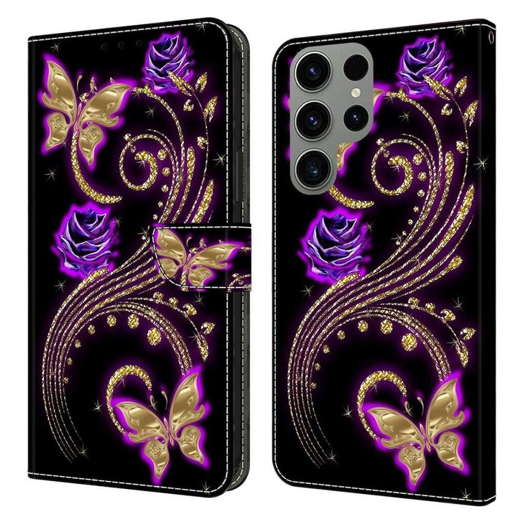 Cover-Discount 3D-Effekt Hülle Etui Butterfly gold (Samsung Galaxy S24 Ultra) (660171383B)