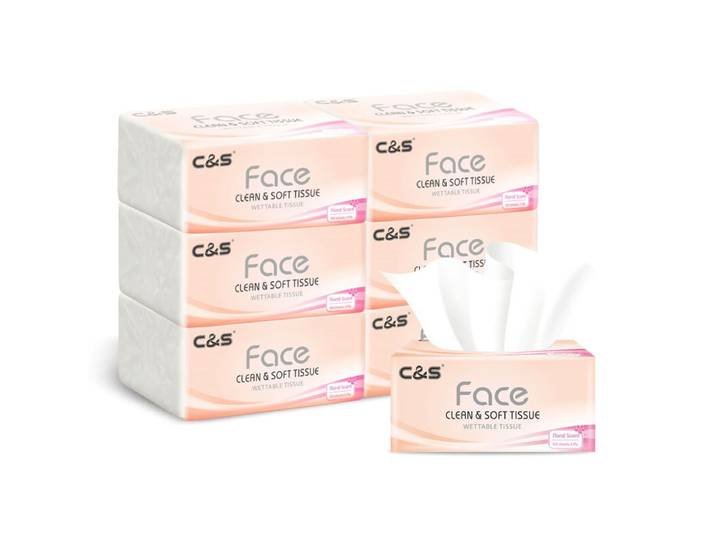 C&S Mouchoirs en papier, parfum floral, 3 plis, 720 feuilles (120 feuilles x 6 paquets), format familial à partager, économique