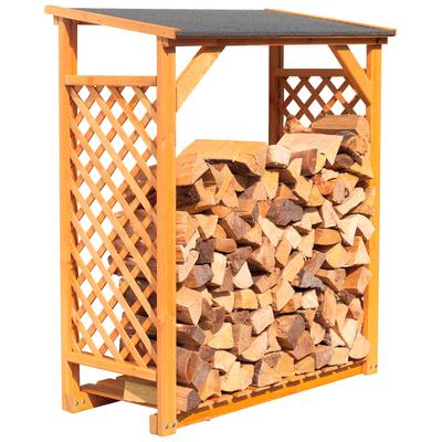 Kaminholzregal PROMADINO "Speyer", braun, B:119,5cm H:148cm T:68cm, Holzwerkstoff, Kaminholzlager, Kaminholzregal