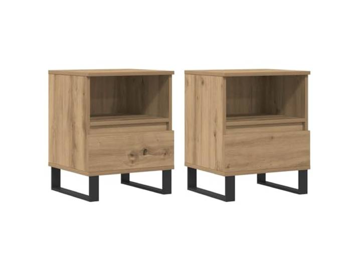 GHVBNMF Nachttische 2 Stk Artisan-Eiche 40x35x50 cm Beistelltische Kompakte Nachtkonsolen fürs Schlafzimmer mit Schublade, Fach und Metallbeinen für Ordnung in Artisan-Eiche Optik.