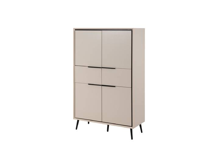 Highboard 4 Türen 2 Schubladen beige schwarz 90 cm - ARONA
