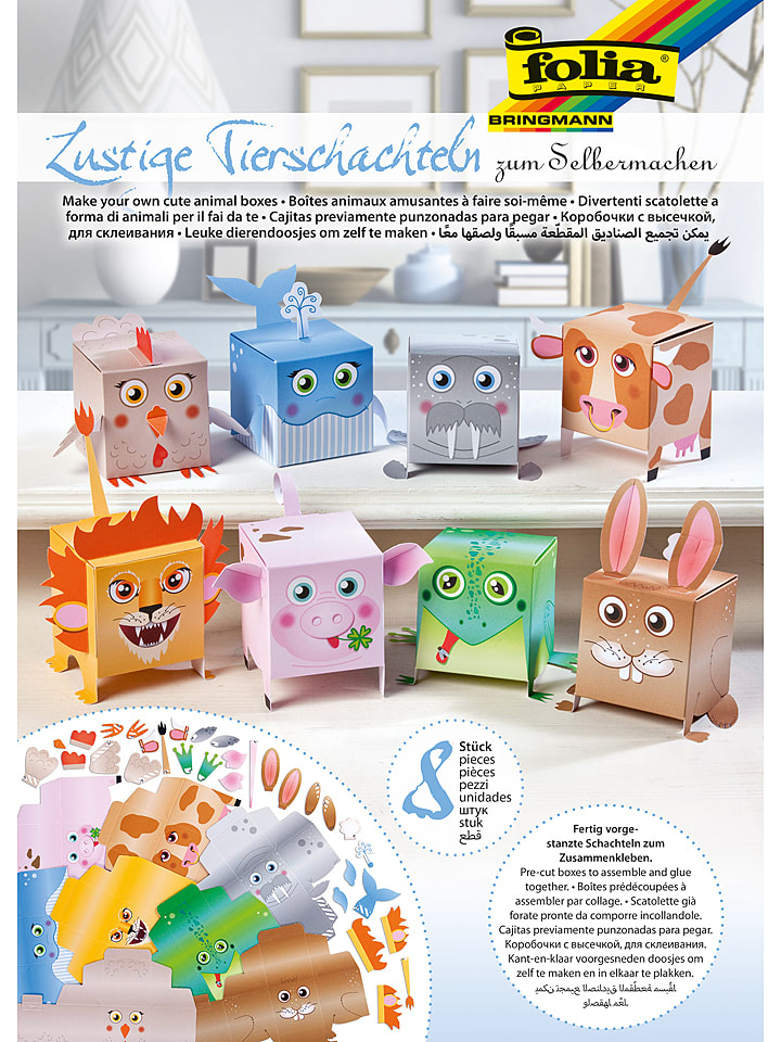 folia PAPER Bastelset "Geschenkschachteln Tiere" in Bunt - onesize