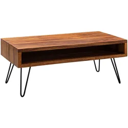 COUCHTISCH Sheesham Massivholz/Metall Rechteckig 100x40x50 cm