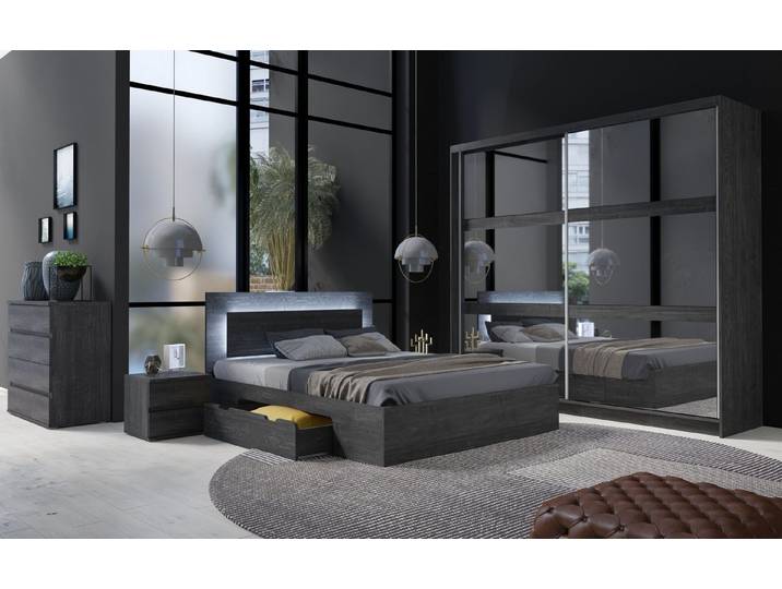 Raumhirsch Furniture Kleiderschrank Schwebetürenschrank, Schrank mit viel Stauraum, Garderobenschrank (Maße: 230 x 215 x 62 cm (Schiebetüren, Spiegel) modernes Design, stabile Konstruktion, einfache Montage